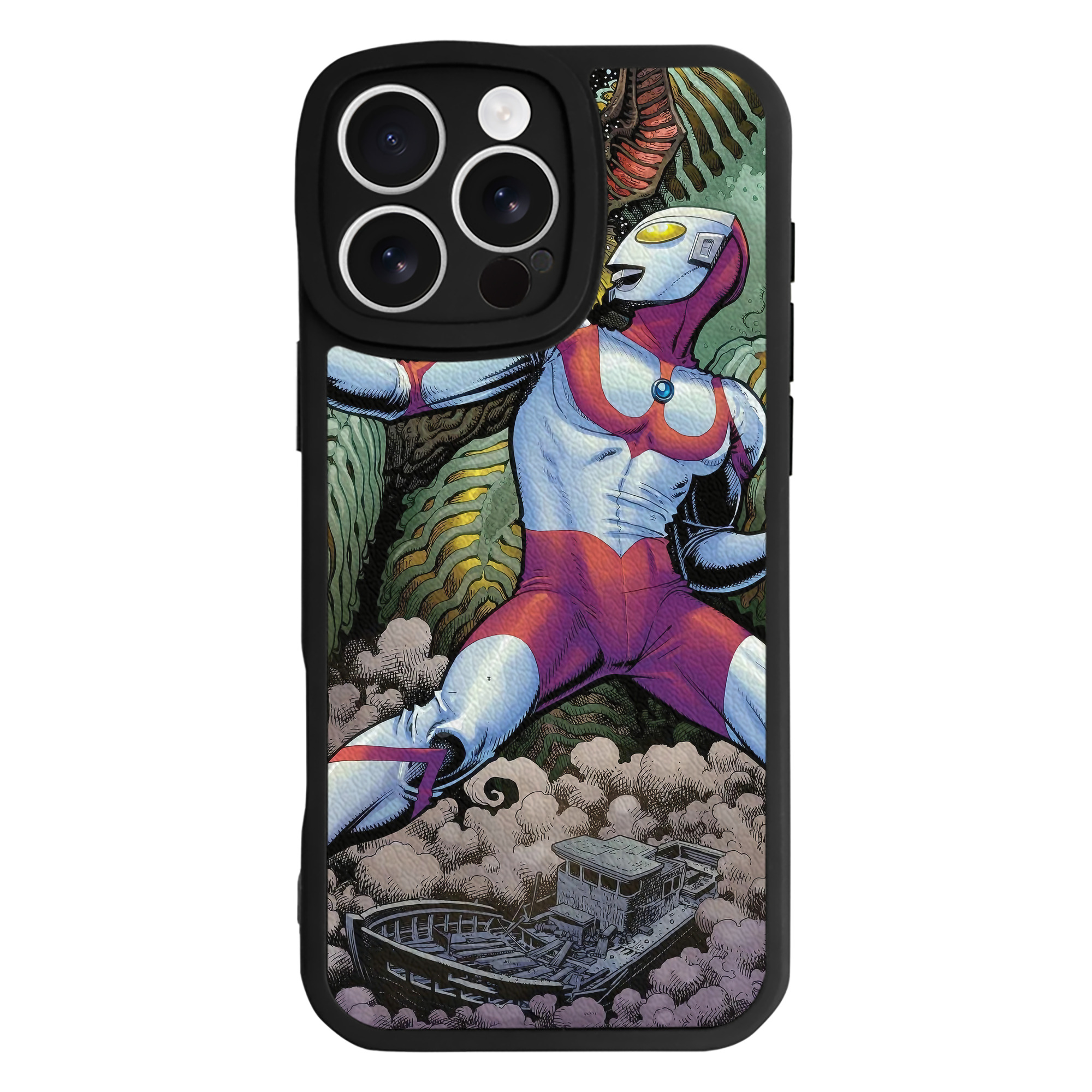 （画像用） ウルトラマン Ultraman 【iPhone 16シリーズ対応】シリコンスマホケース（レザー調） 材質：シリコン
